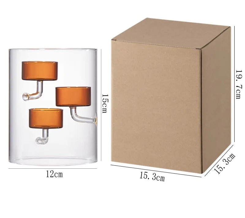 Cardboard box with dimensions and a wall-mounted lamp design on a white background
