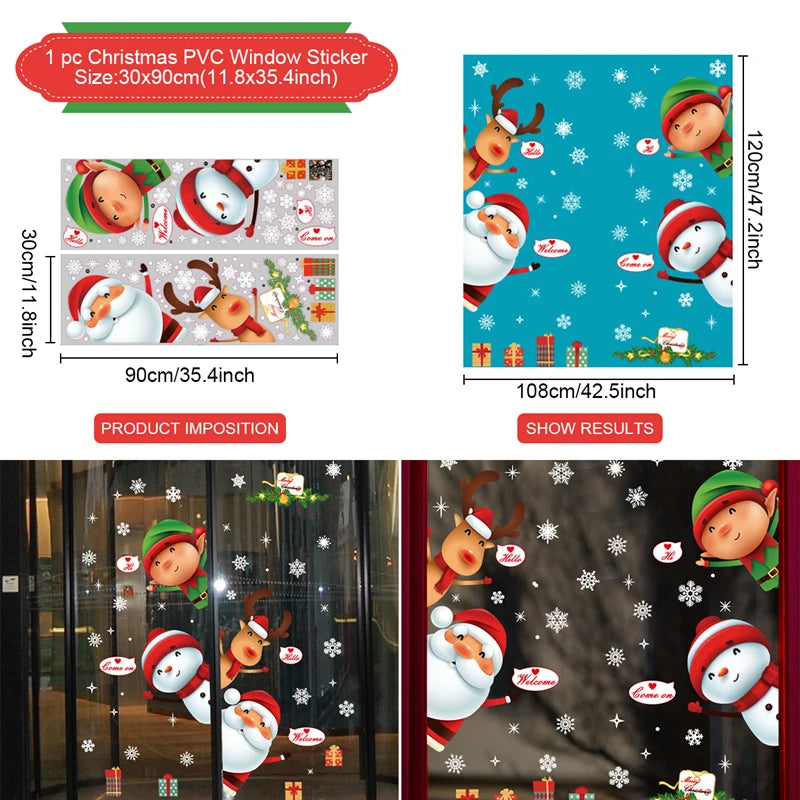 Christmas Window Stickers – Festive Santa, Snowman & Reindeer Designs (Multiple Styles)