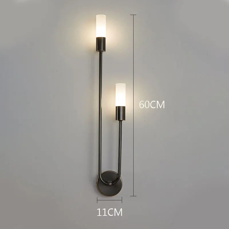 Wall-mounted lamp with dimensions indicated on a gray background
