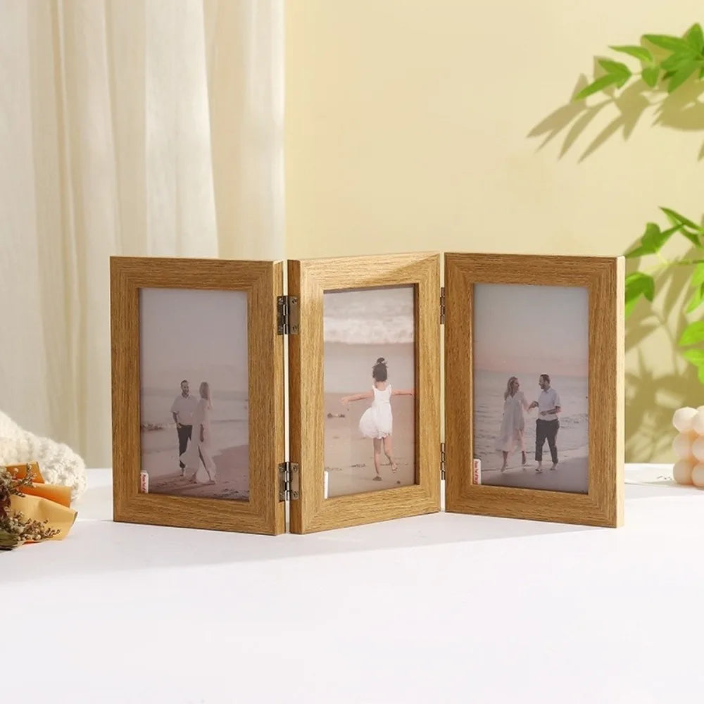 Triple Folding Photo Frame - Modern Wooden Picture Frame