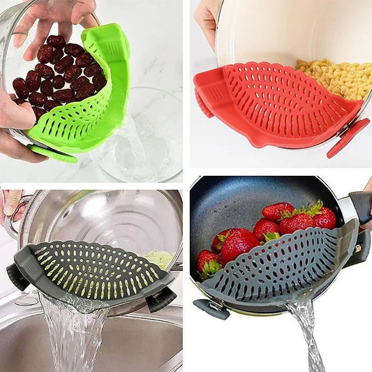 Silicone Clip-On Pot Strainer – Flexible Kitchen Colander Filter