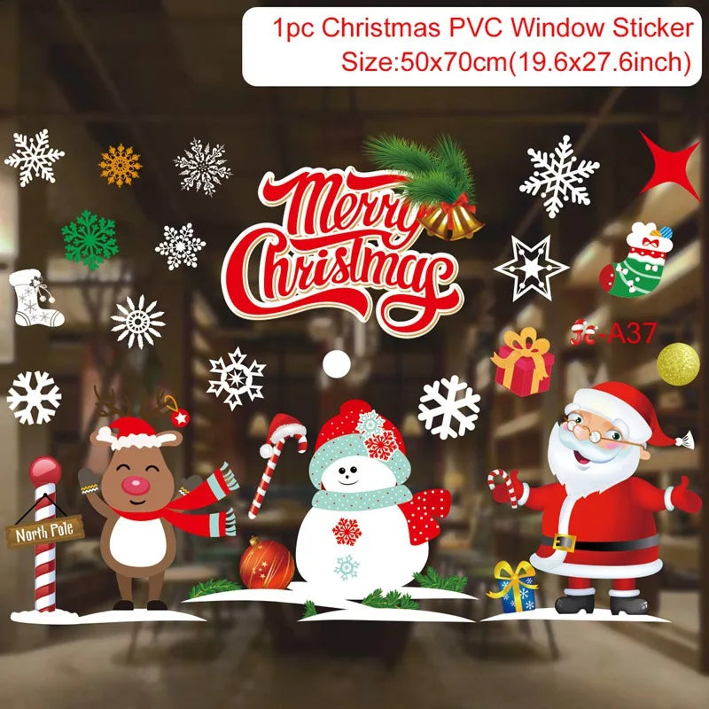 Christmas Window Stickers – Festive Santa, Snowman & Reindeer Designs (Multiple Styles)