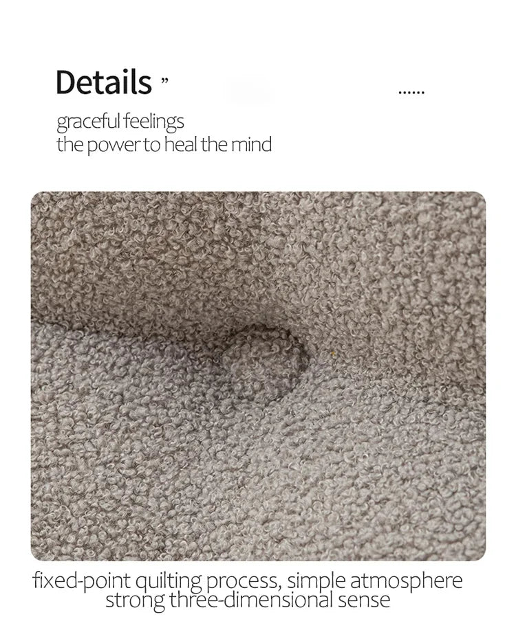 Textured carpet sample with descriptive text about its qualities.