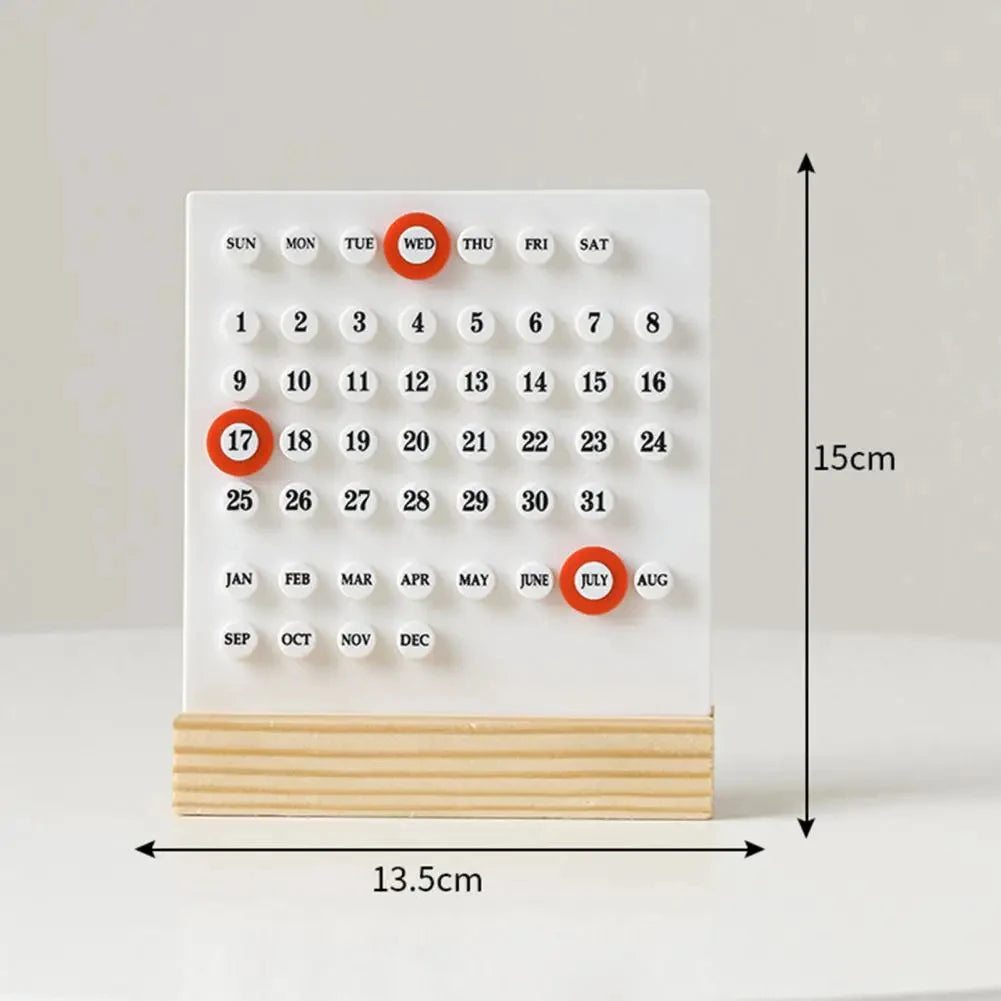 Calendar with dimensions labeled on a white background