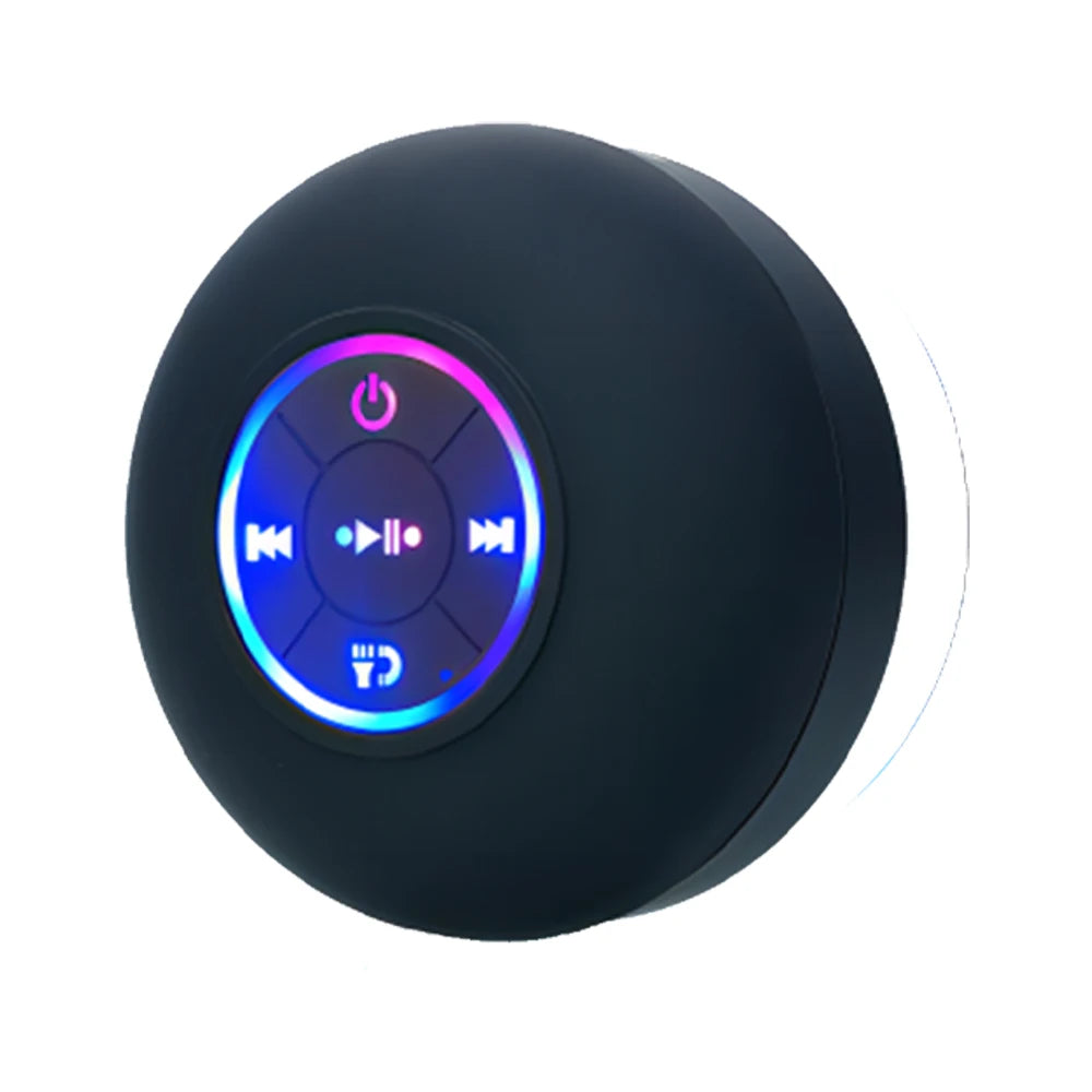 Black circular control panel with colorful LED indicators on a white background