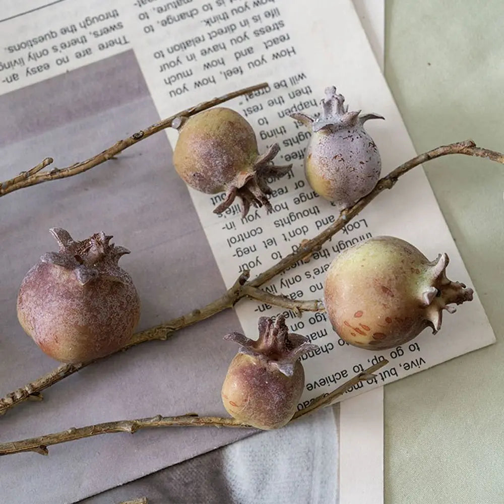 Pomegranate branches on a newspaper background