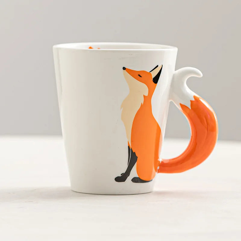 Fox-shaped mug with a white background
