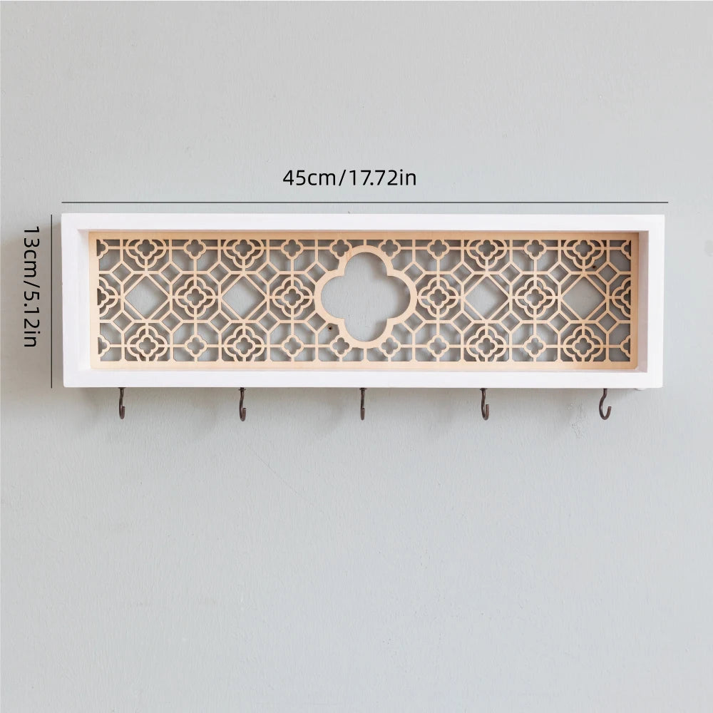 Cute Wooden House Key Hook Shelf – Decorative Wall Storage