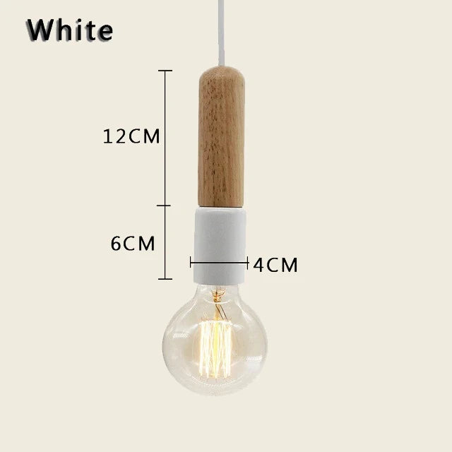 Light bulb with wooden cap and measurements on a white background