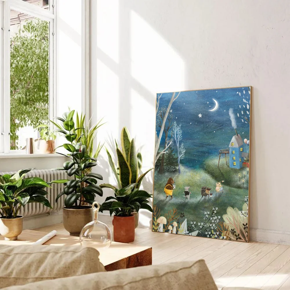 Scenery sticky wall poster self adhesive landscape art print