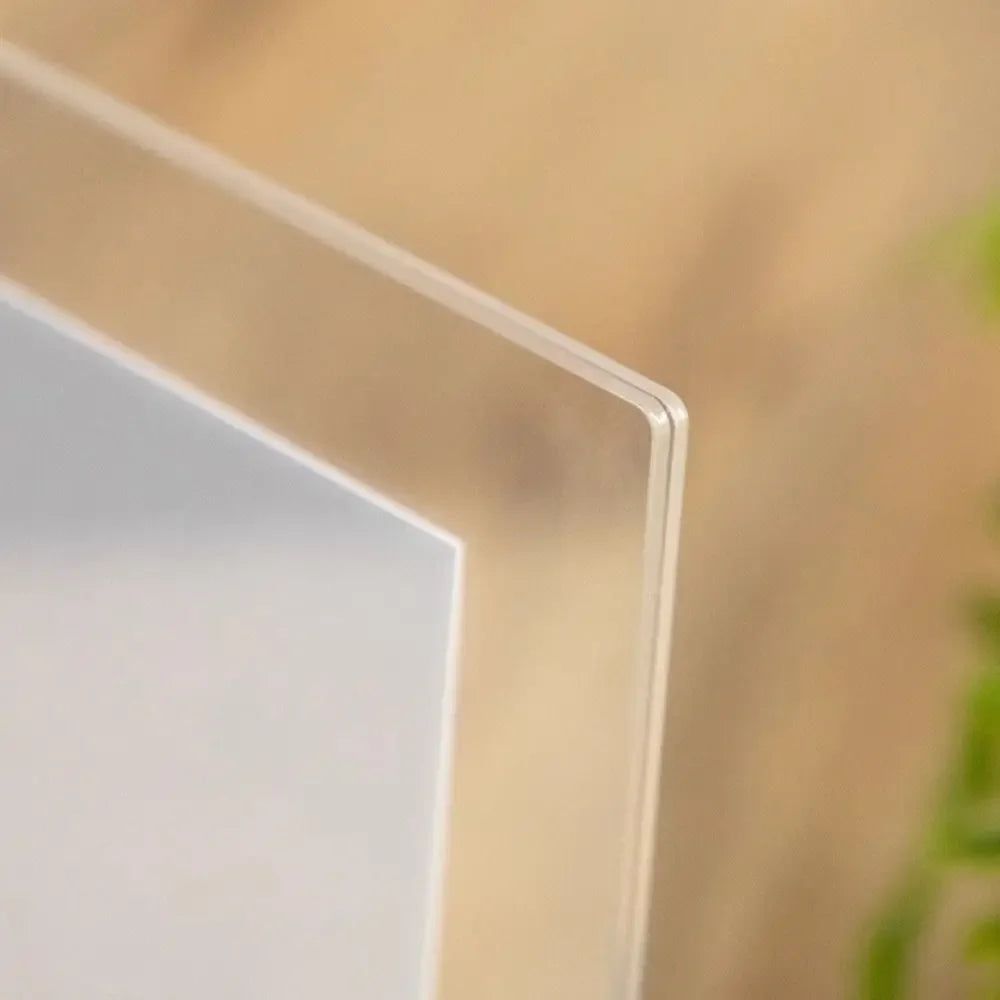 Close up of the glass on the photo frame sheet with a blurred background