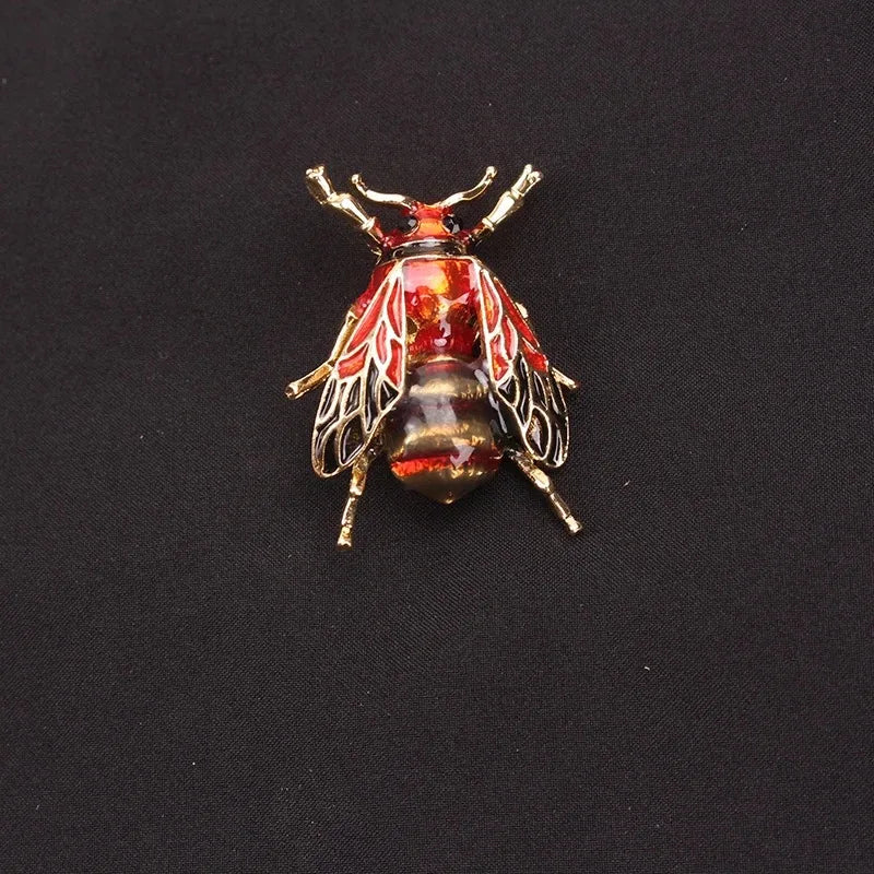 Gold enamel bumblebee brooch pin with detailed wings for women’s accessories