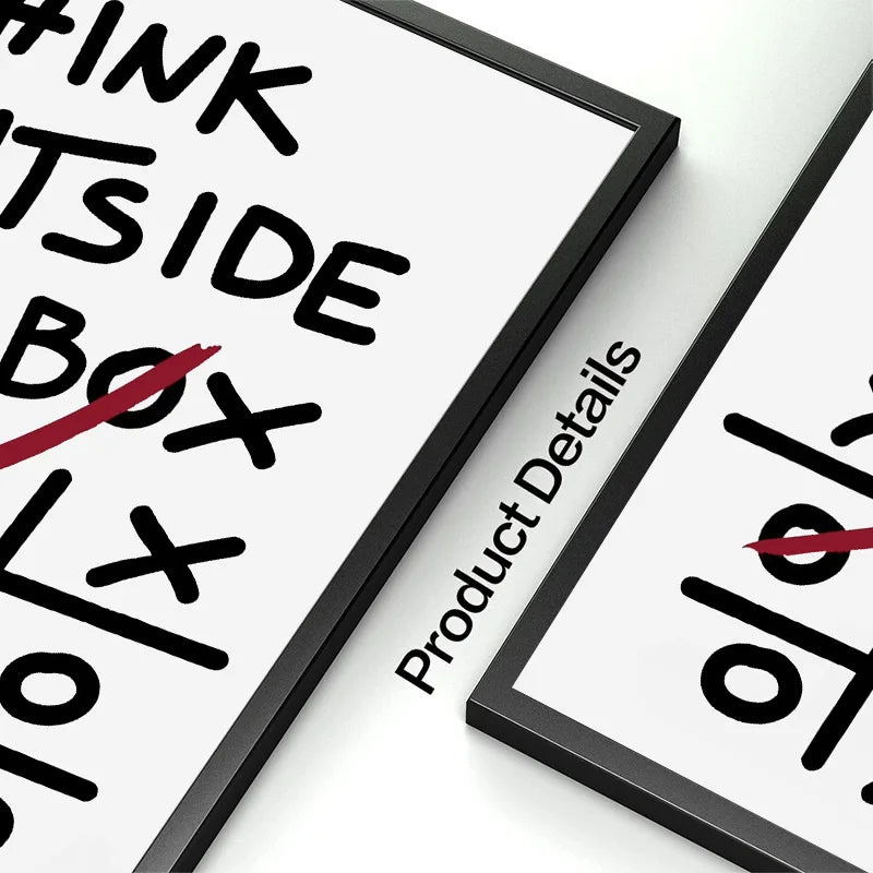 Two framed posters with text and arrows on a white background