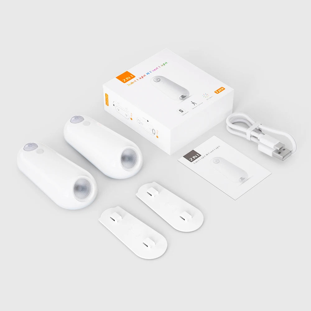 Smart home device set with packaging on a light gray background