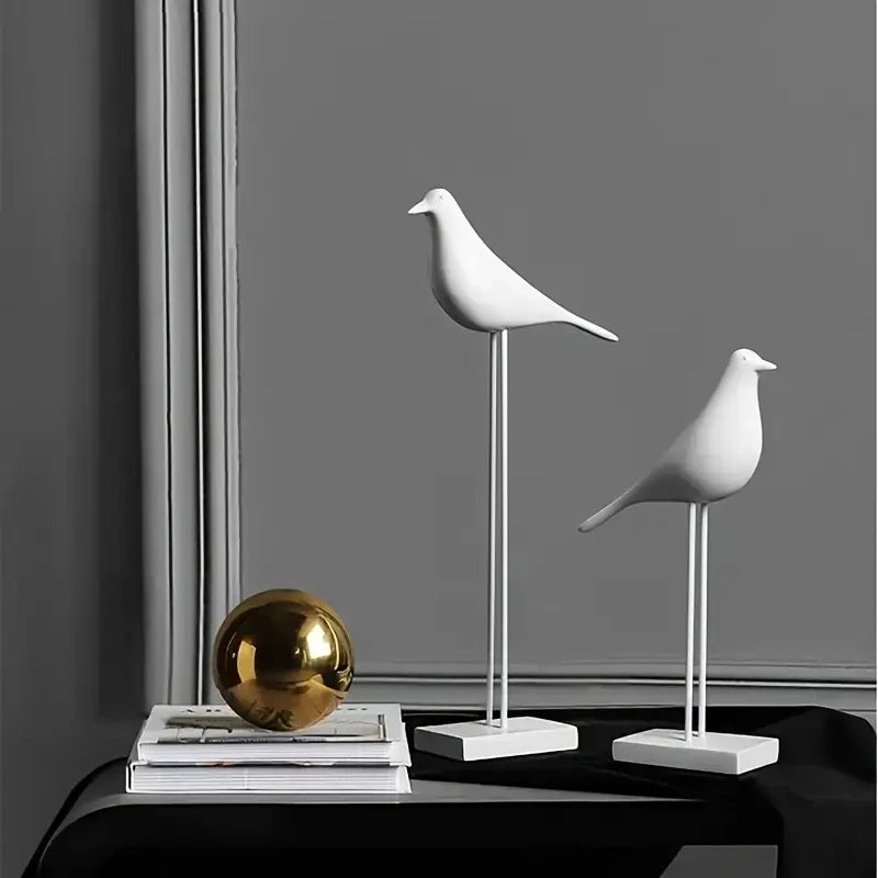Nordic Resin Bird Statue – Modern Black Decorative Sculpture