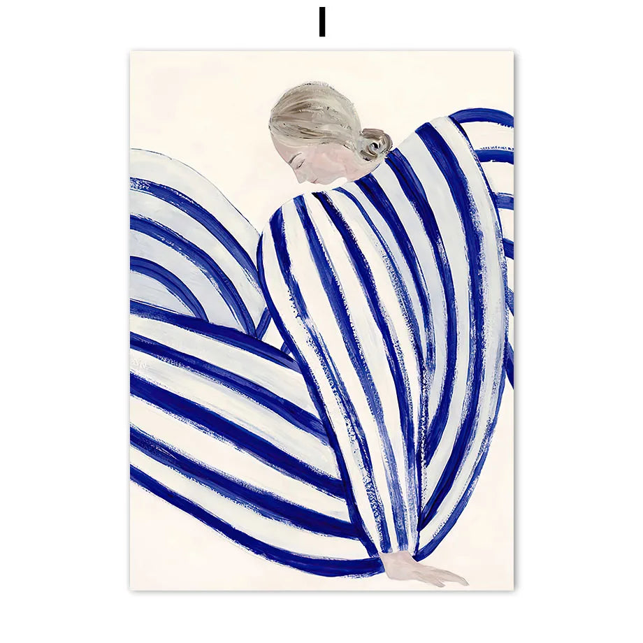Modern abstract gallery wall art prints in mixed line and figure styles