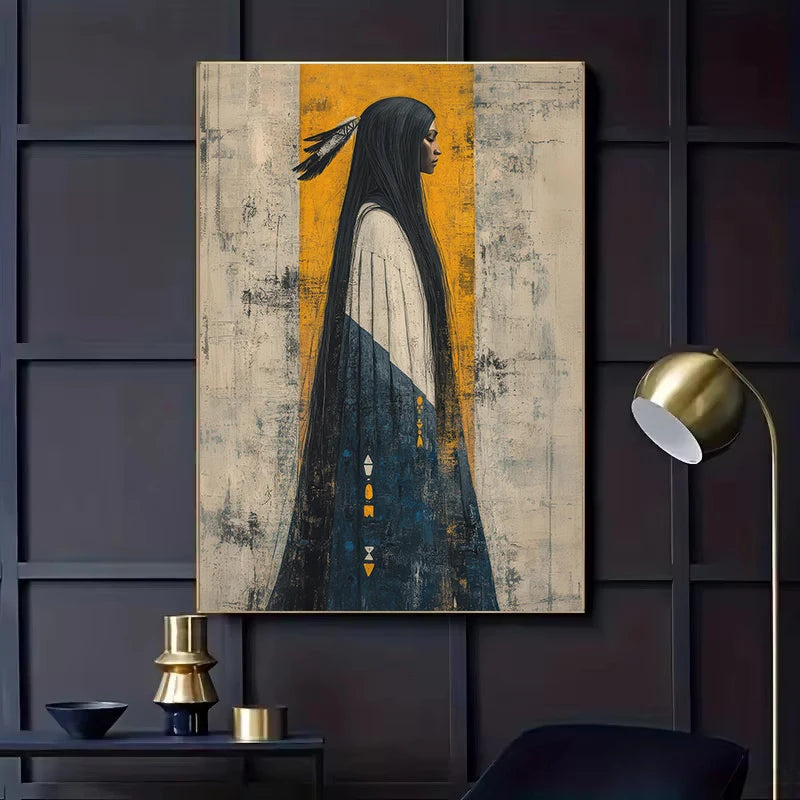 Abstract Mythology Goddess Native American Portrait Wall Art Poster Print