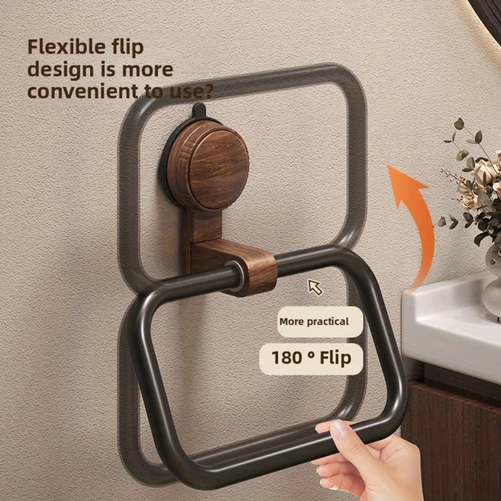 Vintage Walnut Bathroom Towel Rack