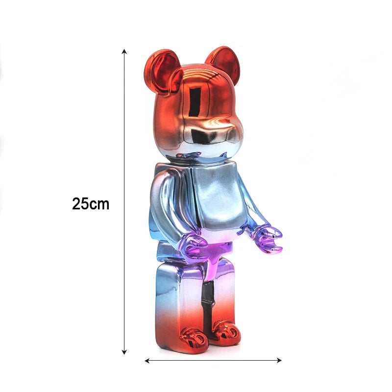 Gradient-colored bear-shaped figure with dimensions on a white background