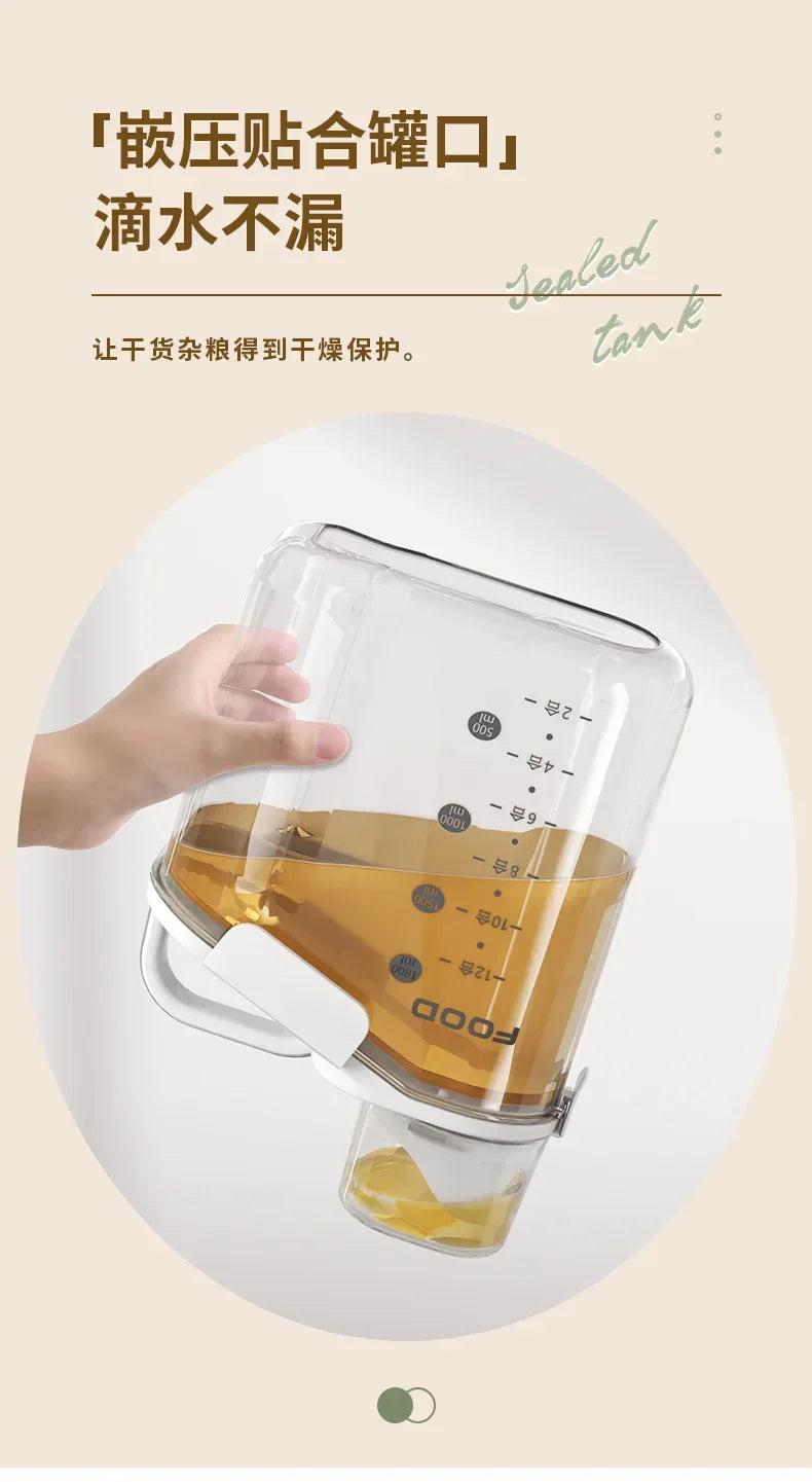 Hand holding a glass container with a liquid product on a light background