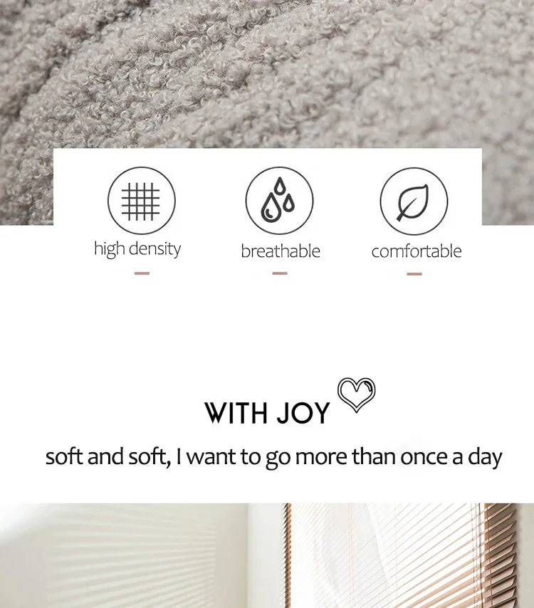 Text overlay on a textured fabric background with icons and text about product features and a brand name.