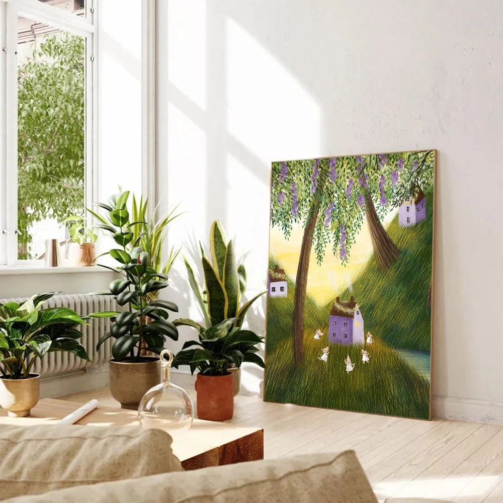 Scenery sticky wall poster self adhesive landscape art print