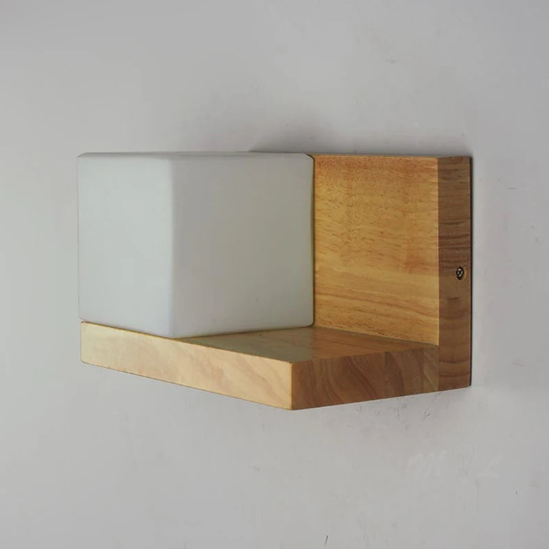 Wooden wall shelf with a white backrest on a gray background