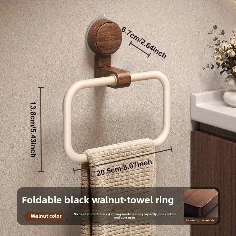 Vintage Walnut Bathroom Towel Rack