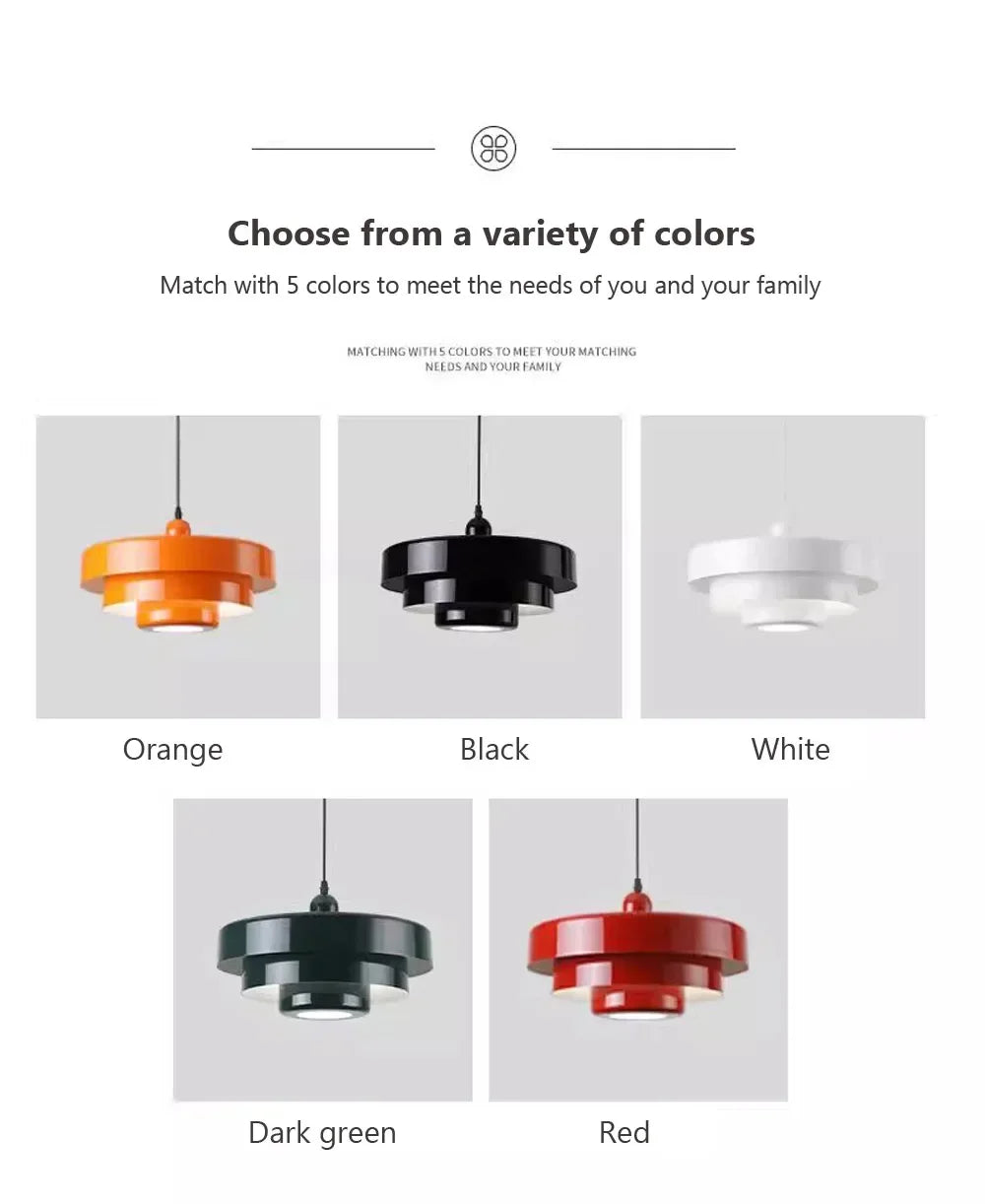 Pendant lights in various colors on a white background