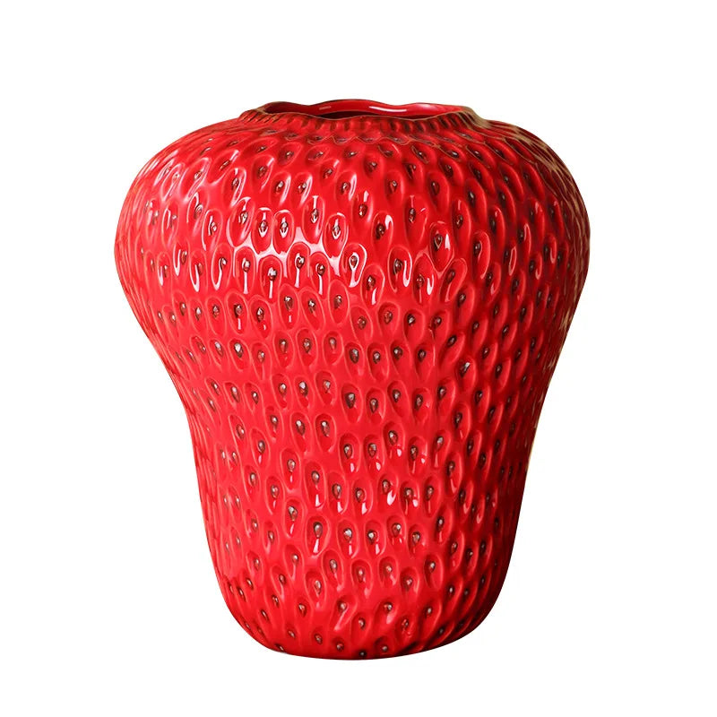 Red textured vase on a white background