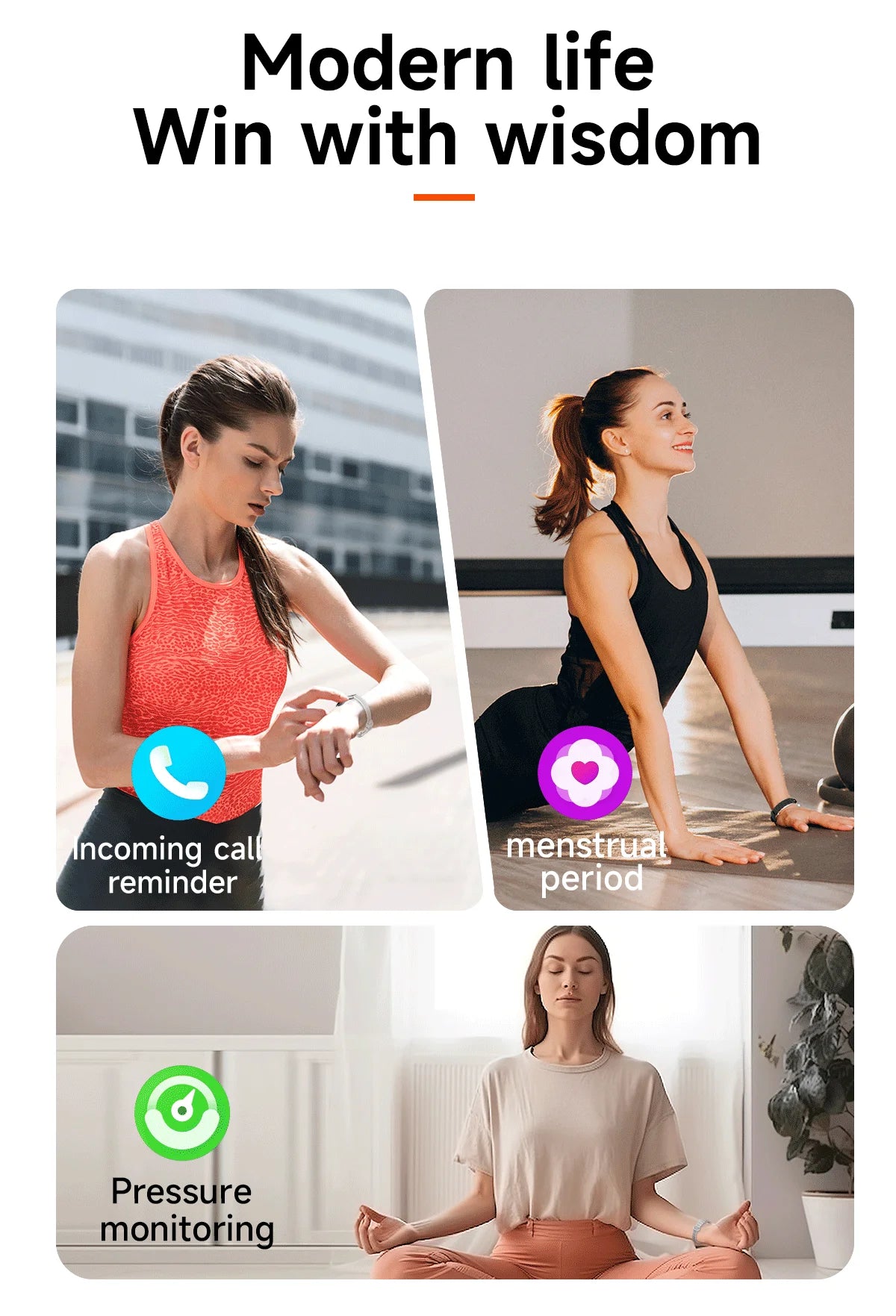 Smart fitness bracelet in gold and white, showing slim touchscreen and silicone/mesh straps.