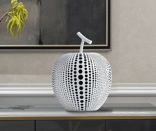 Modern Minimalist Resin Apple Decoration – Black & White Contemporary Home Decor