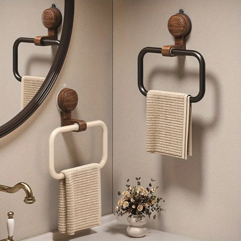 Vintage Walnut Bathroom Towel Rack