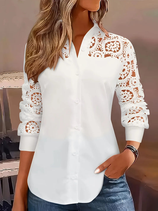 Loose fit long sleeve women’s blouse in solid colour casual style