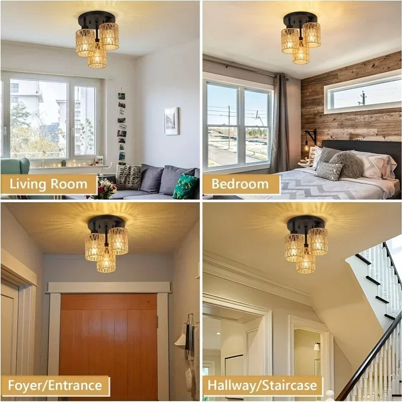 Ceiling light fixture in various rooms including living room, bedroom, foyer/entrance, and hallway/staircase.