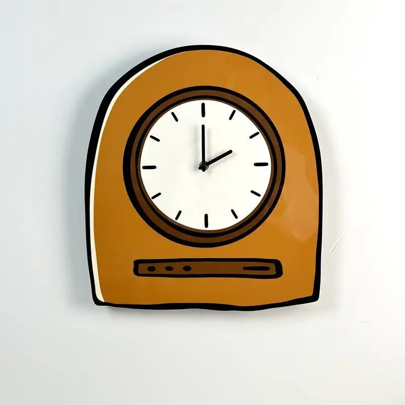 Decorative wall clock with a brown frame on a white background