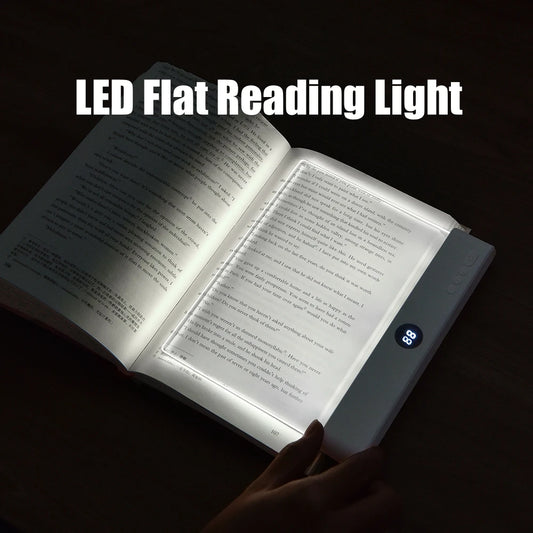 LED flat panel book reading light with USB rechargeable design used for night-time reading