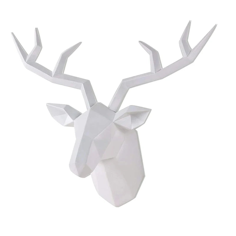 White deer head wall decoration on a white background