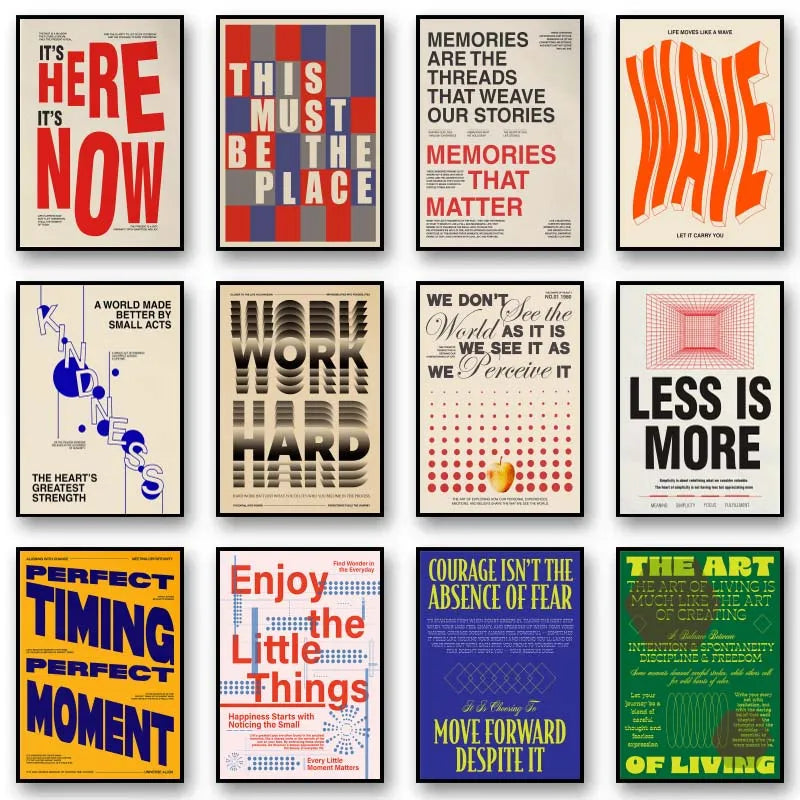 Minimalist typography canvas wall art print featuring bold motivational quotes and modern graphic design, available in multiple styles and sizes.