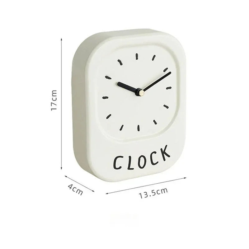 White wall clock with dimensions on a white background