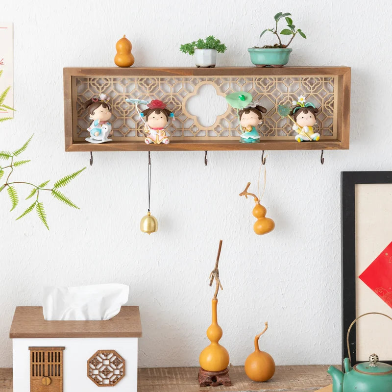 Cute Wooden House Key Hook Shelf – Decorative Wall Storage