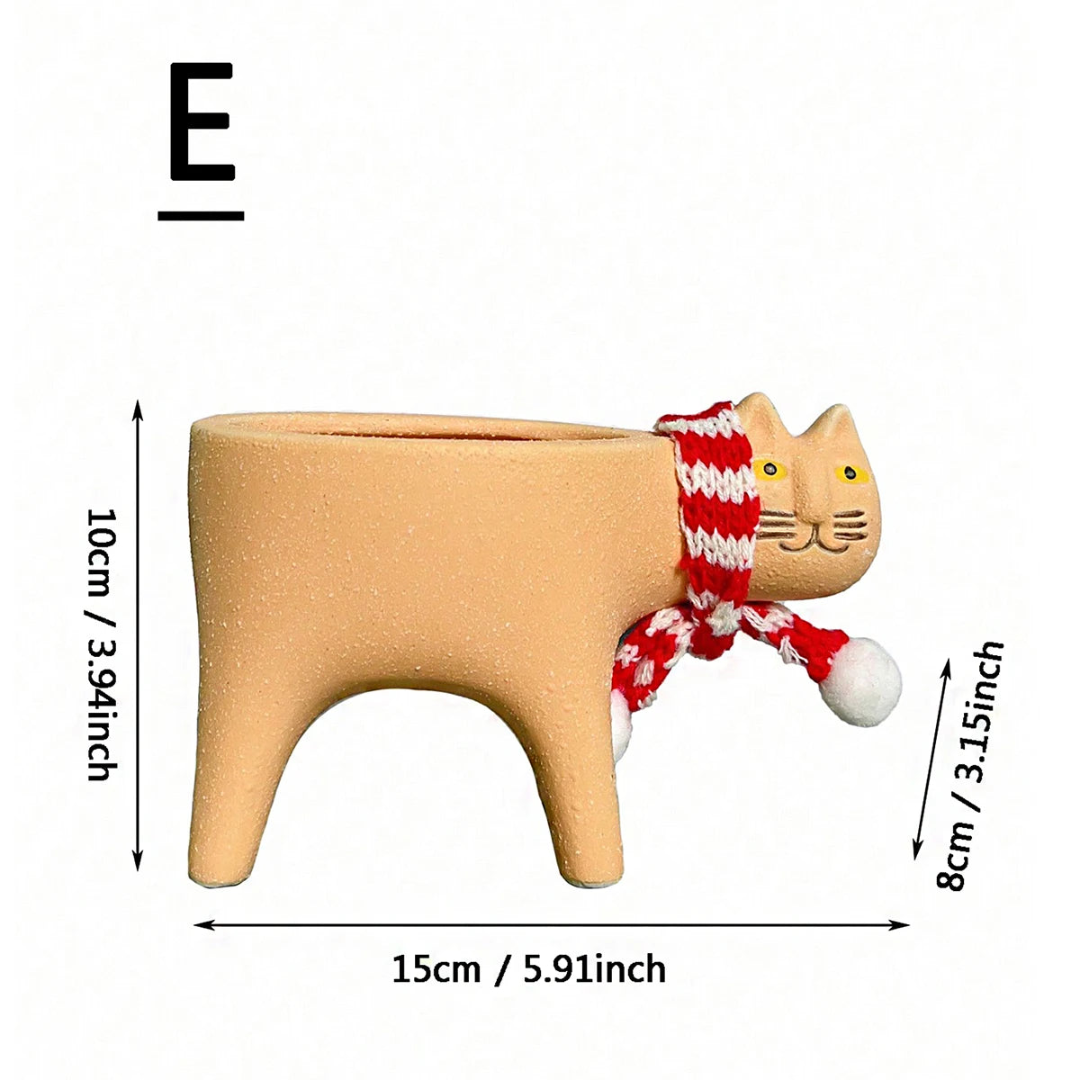 Tan colour ceramic cat planters size guide