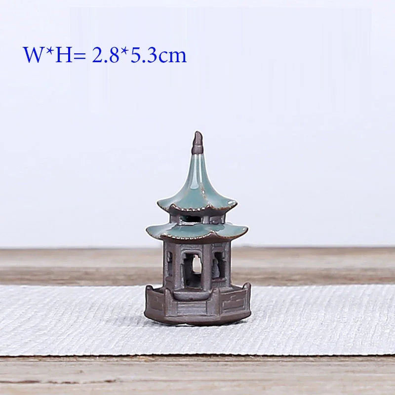 Small pagoda-shaped object on a white surface with dimensions displayed.