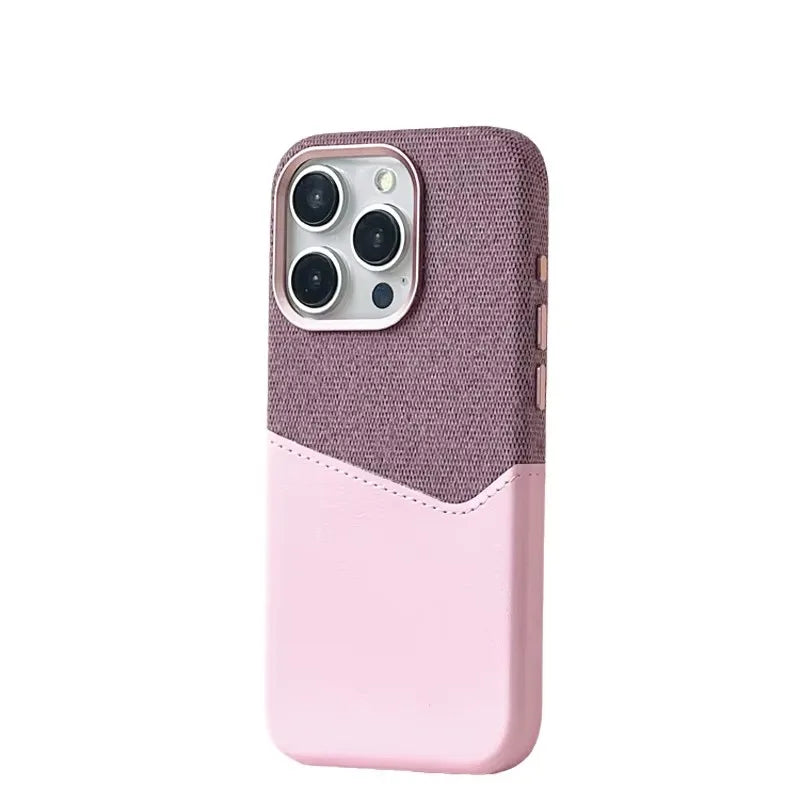 Two-tone phone case with pink and gray design on a white background