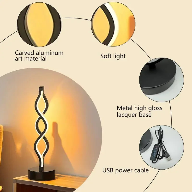 Table lamp with features highlighted on a beige background