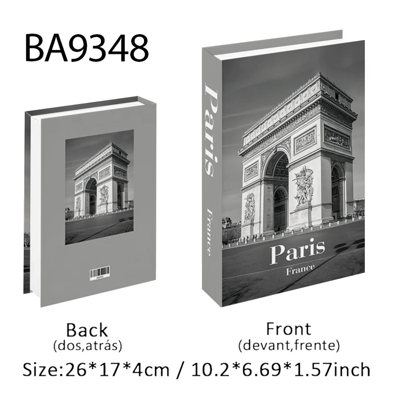 Storage Book with black and white images of the Arc de Triomphe on the front and back, labeled 'BA9348'.