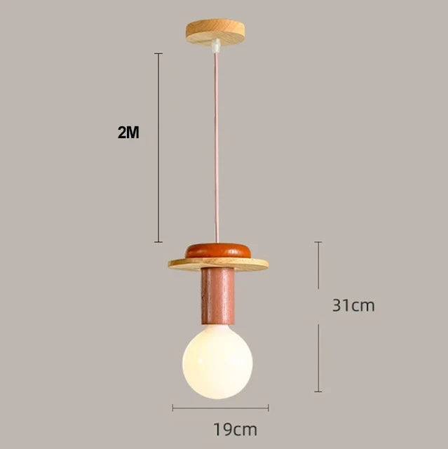 Pendant light with dimensions indicated on a gray background