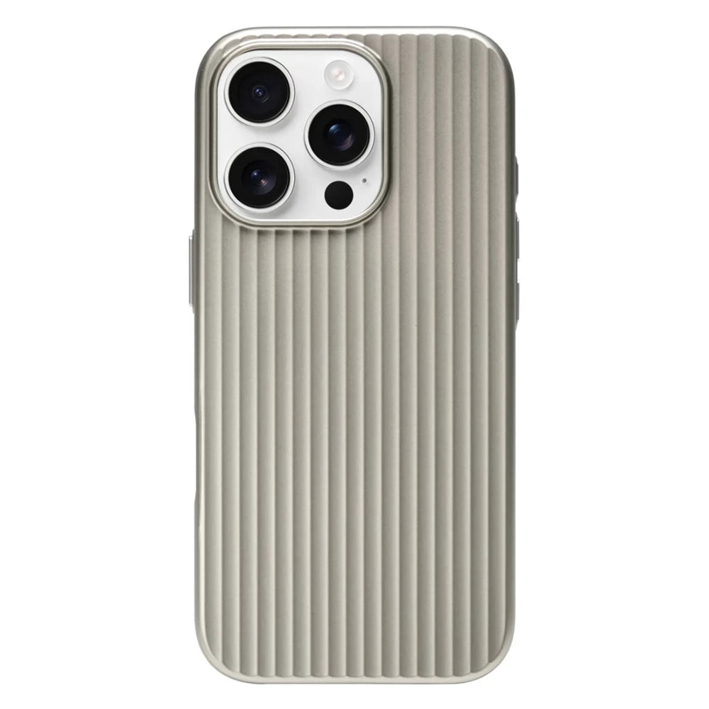 Phone case with ribbed texture on a white background