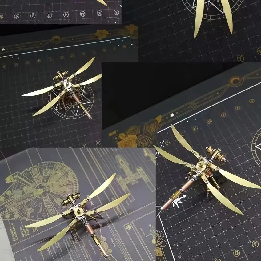 Collage of a model helicopter rotor on a detailed surface