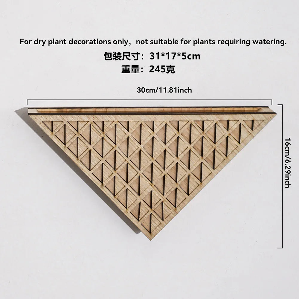 Wooden Triangle Wall Planter Shelf – Geometric Hanging Decor